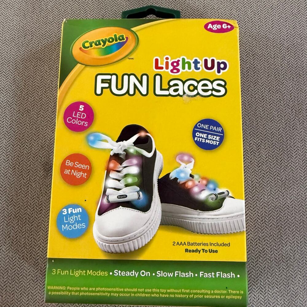 Crayola Light Up Fun Laces LED Light Up Shoelaces 5 Colors 3 Modes BRAND NEW